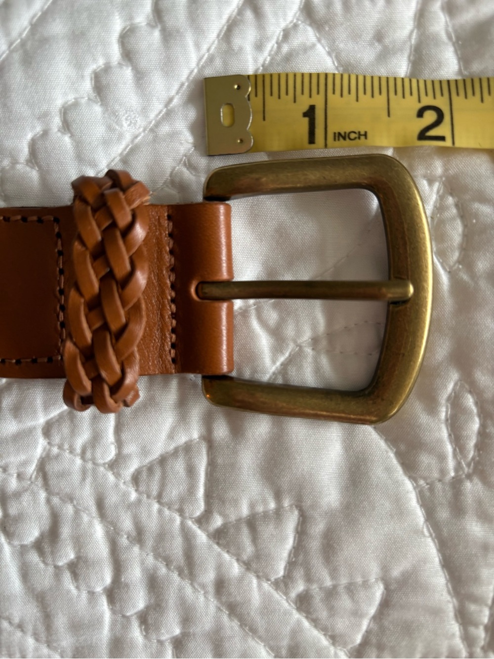 J. Crew Woven Leather Belt in Tan with Brass Buckle - Picture 4 of 7